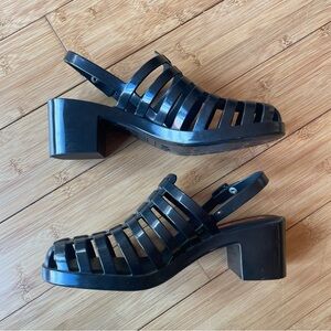 Melissa jelly fisherman heeled sandals in black 9
